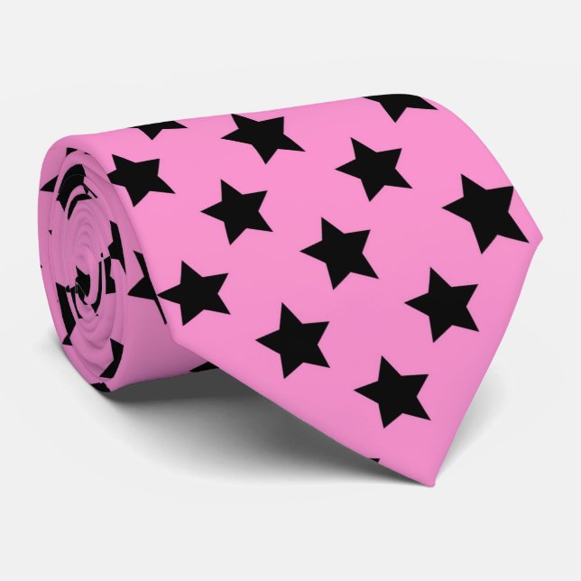 Rosa svart stjärnmosaiktmönster slips (Rullad)