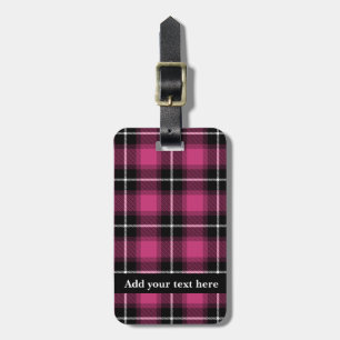 Rosa svart Tartan-rutig Personlig Bagagebricka