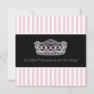 Rosa svart tiara prinsessa baby shower inbjudningar
