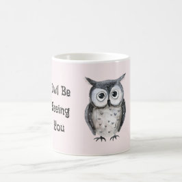 Rosa svart uggla Vi ses igen Kaffemugg