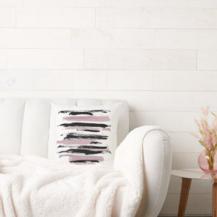 Rosa svart vit, minimalistisk Abstrakt Skriv ut Kudde