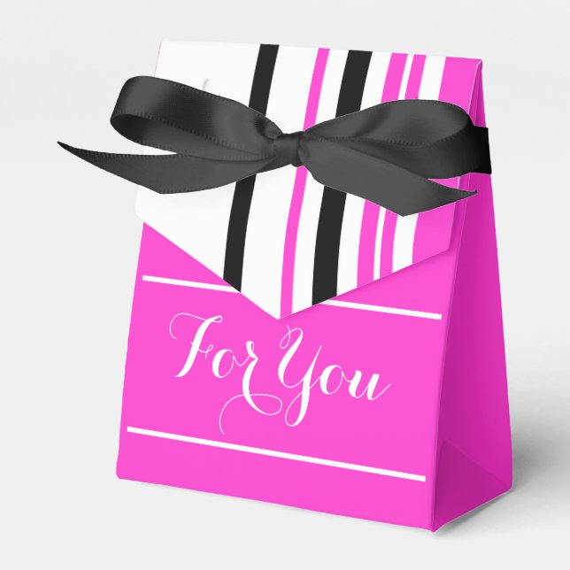rosa svart vit party favors presentaskar (Framsidan Sidan)