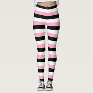 Rosa, svart, vit Rand Leggings