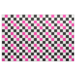 Rosa svart vit rutig mönsterdesign  tyg