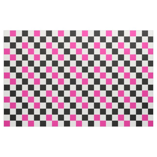 Rosa svart vit rutig mönsterdesign  tyg (Fat Quarter)