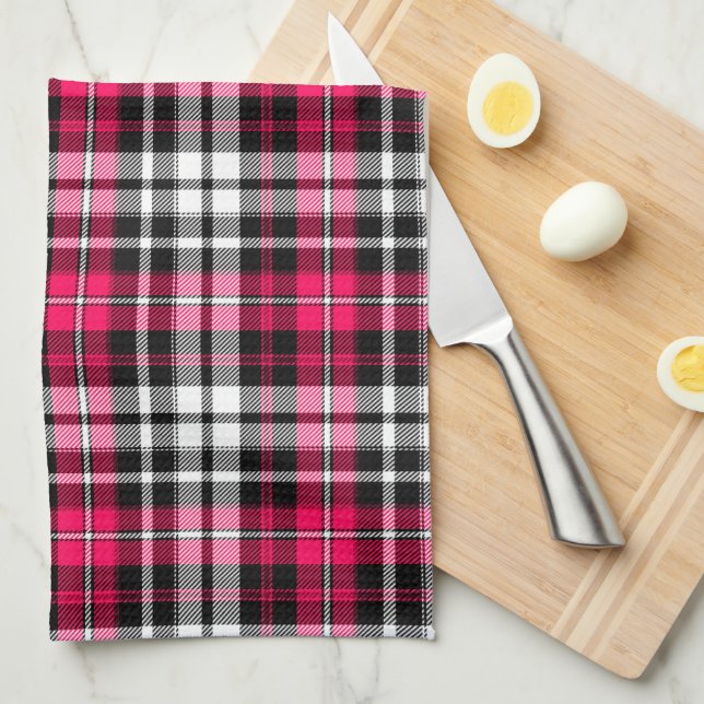 Rosa svart vit rutig Tartan  Kökshandduk (Vikt i Fjärdedel)