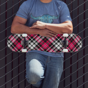 Rosa svart vit rutig Tartan Mini Skateboard Bräda 18,5 Cm