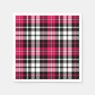 Rosa svart vit rutig Tartan  Pappersservett