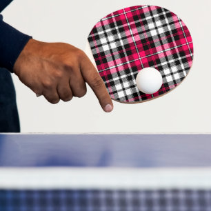 Rosa svart vit rutig Tartan  Pingisracket
