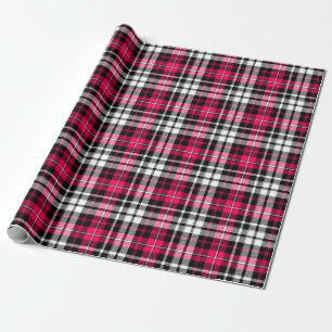 Rosa svart vit rutig Tartan  Presentpapper