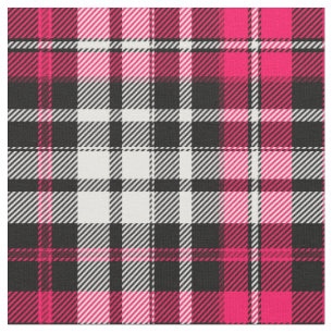 Rosa svart vit rutig Tartan  Tyg