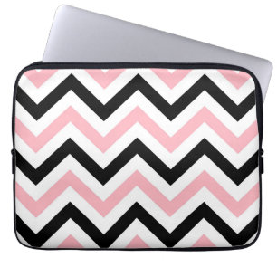 Rosa, svart, vit, stor Chevron ZigZag Mönster Laptop Sleeve