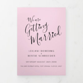 Rosa, svart, vitt, litet hjärta bröllop allt-i-ett