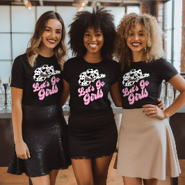 Rosa Svart Western Låt Oss Gå Tjejer Sängkantsfest T Shirt