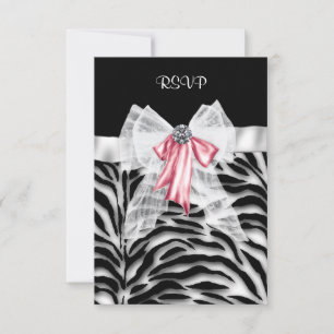 Rosa svart zebra Sweet 16 födelsedagsfest RSVP OSA Kort