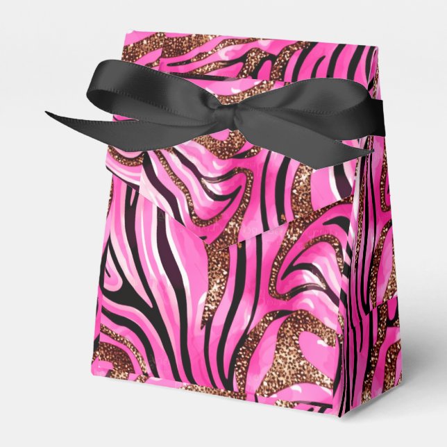 Rosa & Svart Zebrastreck Med Guldaccent Presentaskar (Framsidan Sidan)