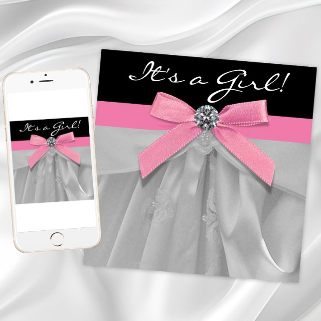 Rosa svarta baby shower-inbjudningar för flicka inbjudningar (Skapare uppladdad)