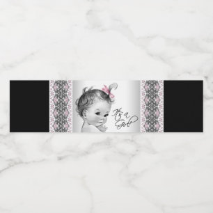 Rosa svarta babyflicks vattenflasketiketter vattenflaskor etikett