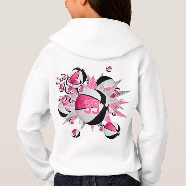 rosa svarta basketbullar stjärnor sport t shirt (Baksida)