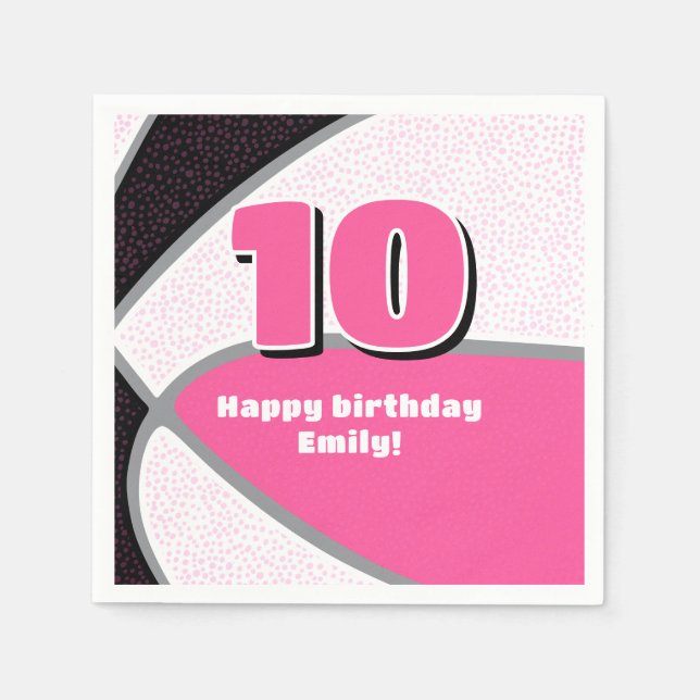 rosa svarta basketskolflickor firande pappersservett (Framsidan)