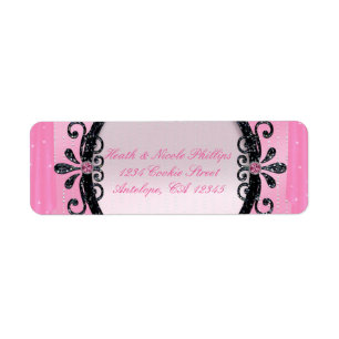 Rosa & Svarta Fancy Ram Festliga Adressetiketter Returadress Etikett
