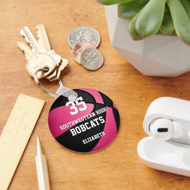 rosa svarta flickans basketlag namn nyckelring (Skrivbord)