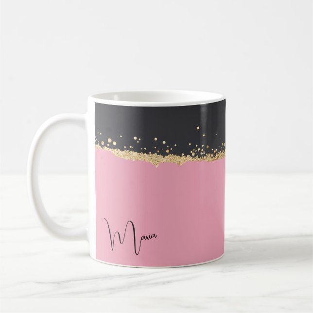 Rosa, Svarta havet och Guld Glitter Kaffemugg (Vänster)