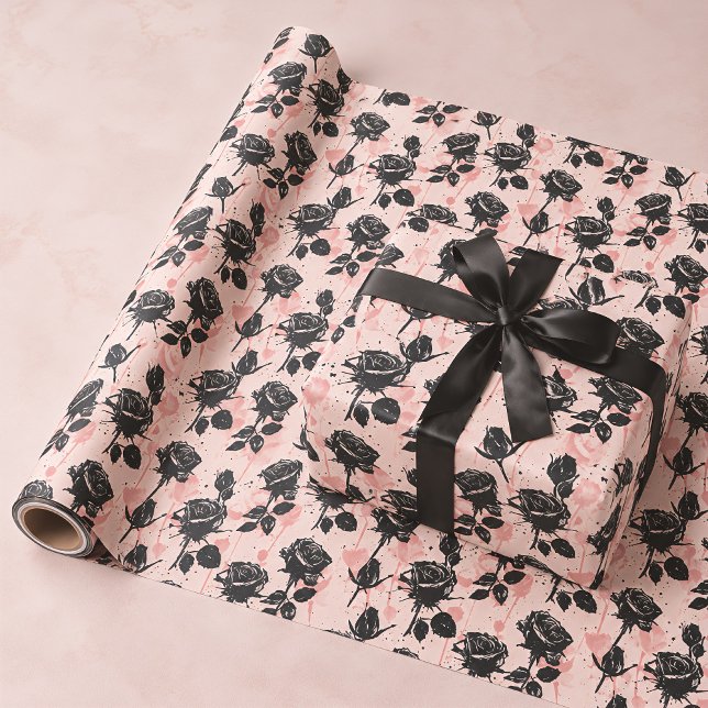 Rosa & Svarta Kyrkogårdsrosor Gotisk Presentpapper (Skapare uppladdad)