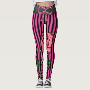 rosa svarta långa leggings