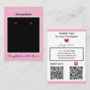 Rosa Svarta Smycken Örhängen QR Koder Visitkort