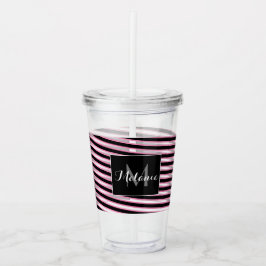 Rosa svarta spiralband Monogram Anpassad Take Away Mugg
