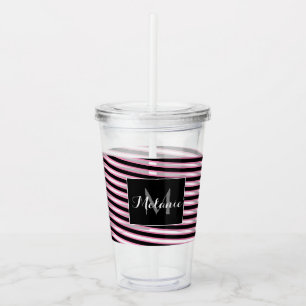 Rosa svarta spiralband Monogram Anpassad Take Away Mugg