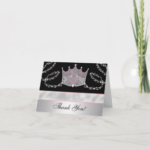 Rosa svarta tiara prinsessa tackkort