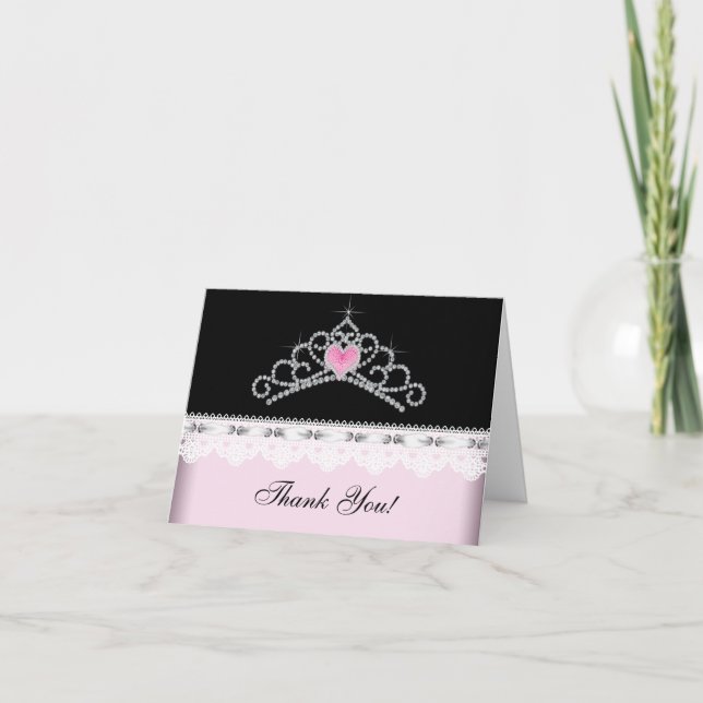 Rosa svarta tiara prinsessa tackkort (Framsida)
