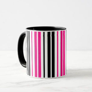 Rosa svarta vita ränder Mönsterdesign Mugg