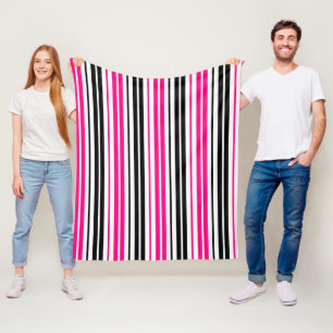 Rosa svarta vita randiga mönsterdesign  fleecefilt