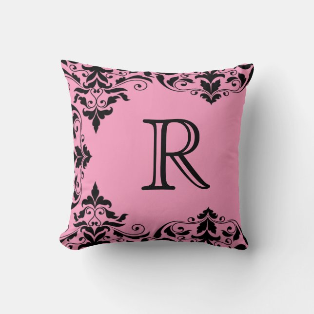 Rosa- & svartMonogramdamast kudder Kudde (Framsida)