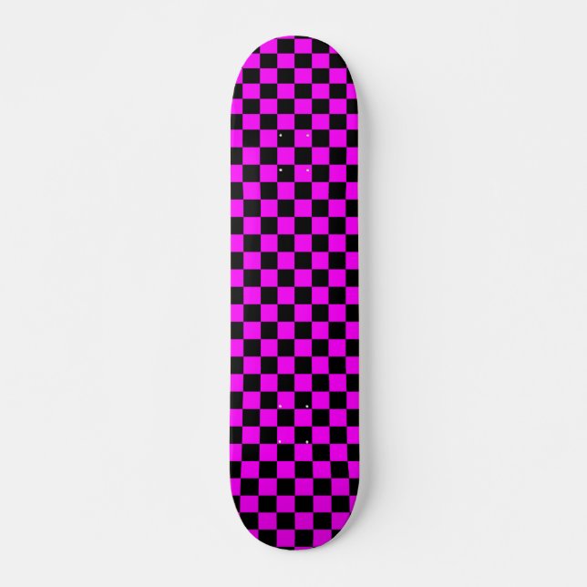 Rosa- & svartschackbrädeSkateboard Skateboard Bräda 19,5 Cm (Framsida)