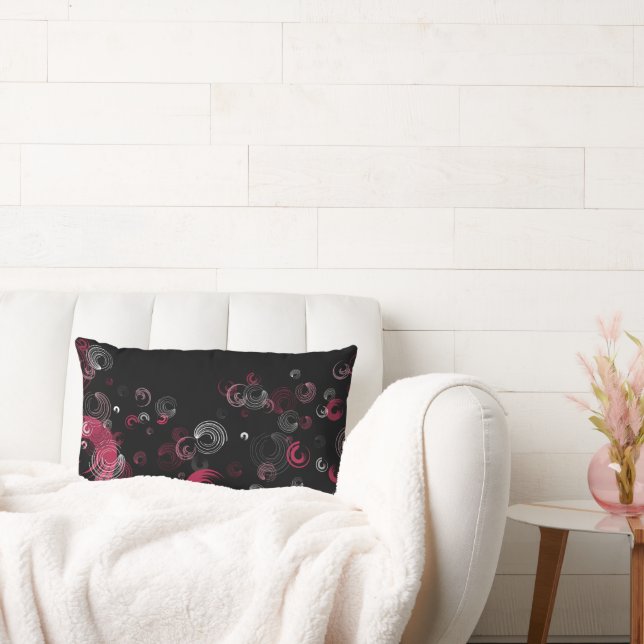 rosa svartvit abstrakt v lumbarkudde (Soffa)