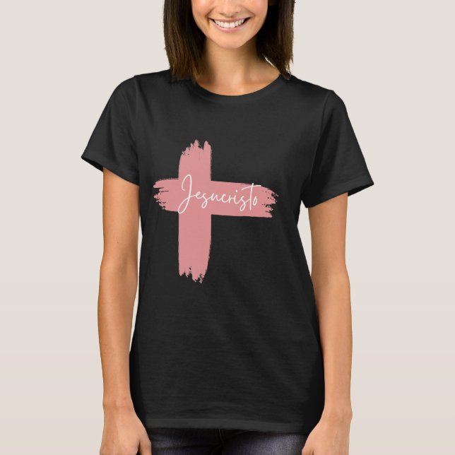 Rosa svartvit Kor Jesucristo T Shirt (Framsida)