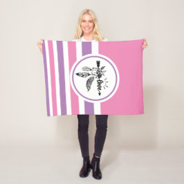 Rosa, Svartvit stripe Boho Kärlek Fleecefilt