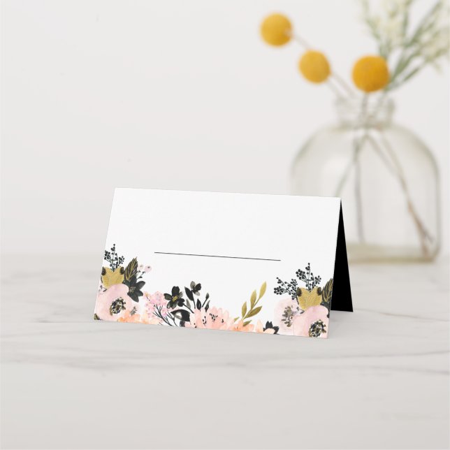 Rosa-, svartvitt- och Guld-repetitionskort Placeringskort (Framsida)