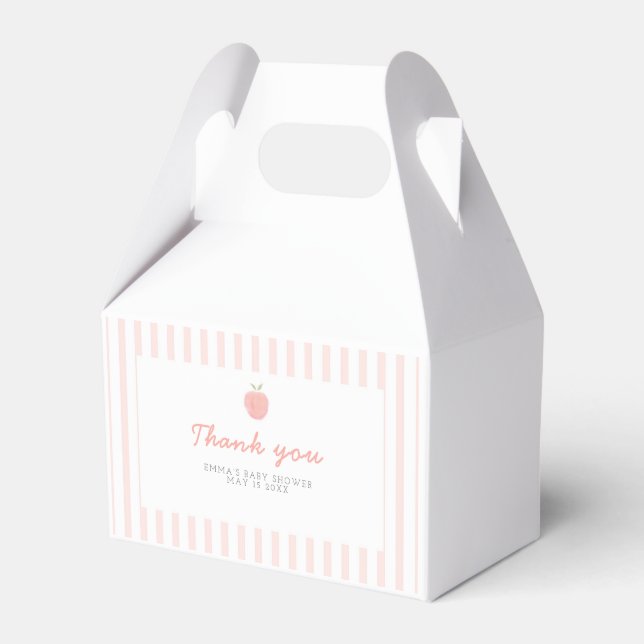 Rosa Svep Little Peach Favor Box-etikett Presentaskar (Framsidan Sidan)