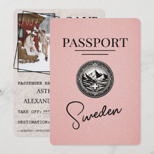 Rosa Sverige Passport Spara datum Datumet