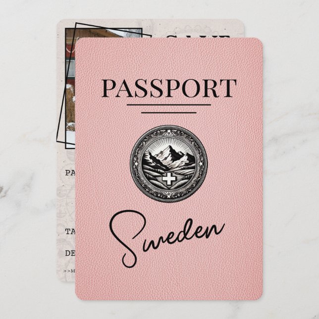 Rosa Sverige Passport Spara datum Spara Datumet (Fram/baksida)