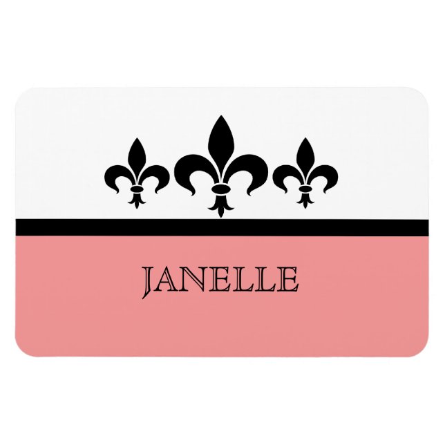 Rosa Swanky Fleur De Lis Flexi Magnet (Horisontell)