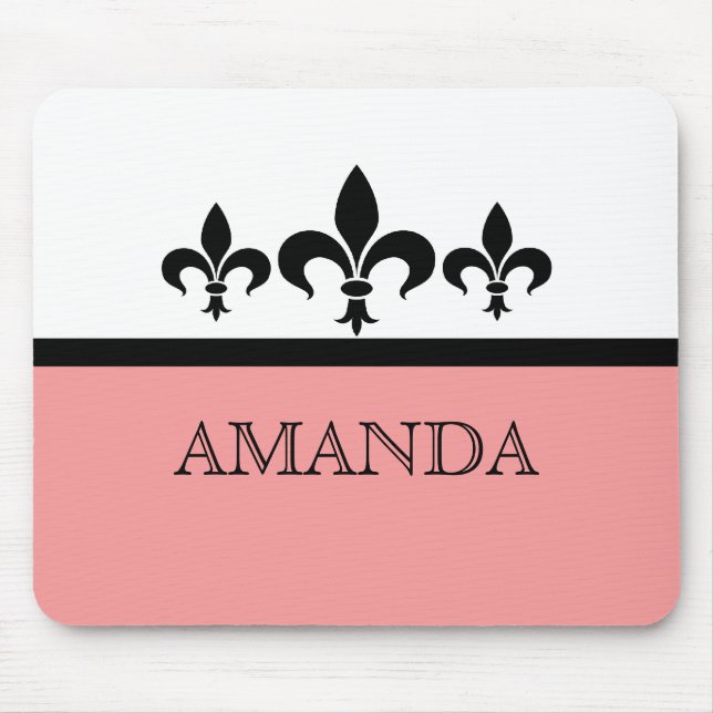 Rosa Swanky Fleur De Lis Mousepad Musmatta (Framsidan)