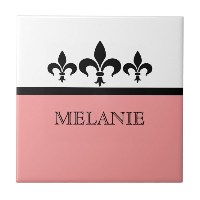 Rosa Swanky Fleur De Lis Tile Kakelplatta (Framsidan)