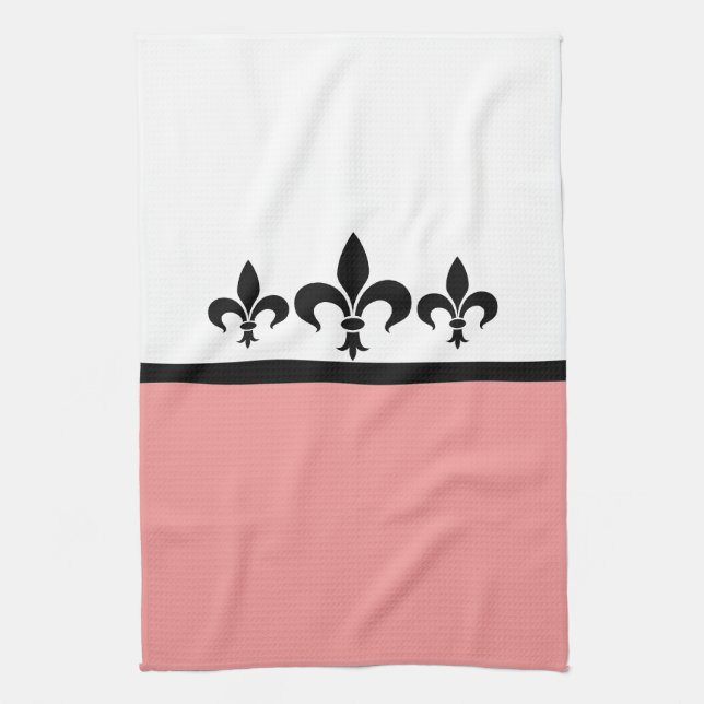 Rosa Swanky Fleur De Lis Towel Kökshandduk (Vertikal)