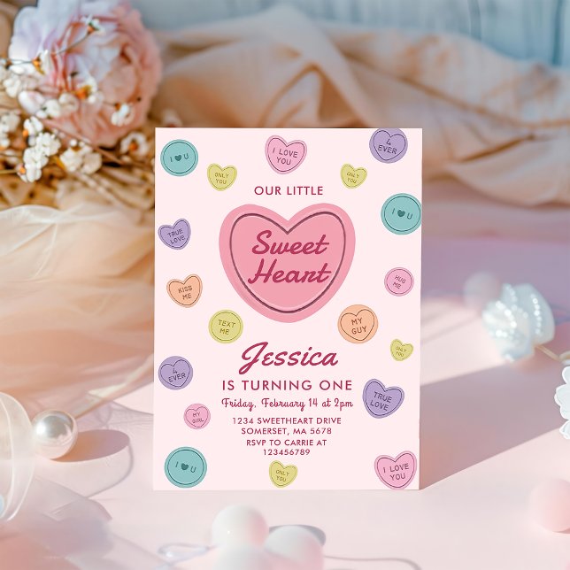Rosa Swearing Candy Valentine Birthday Inbjudningar (Skapare uppladdad)